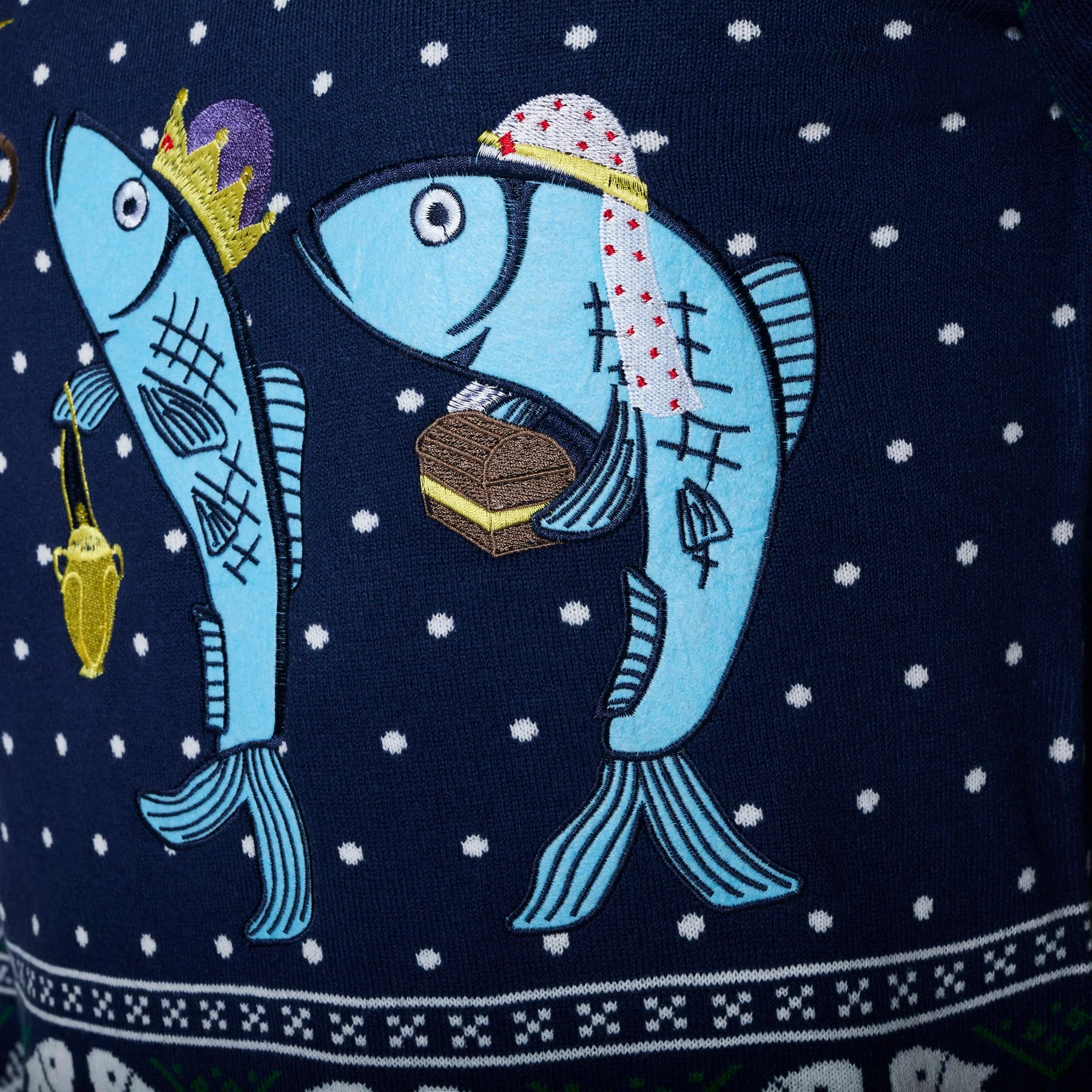 Drei weiße Fische Weihnachtspullover Herren - Image 5