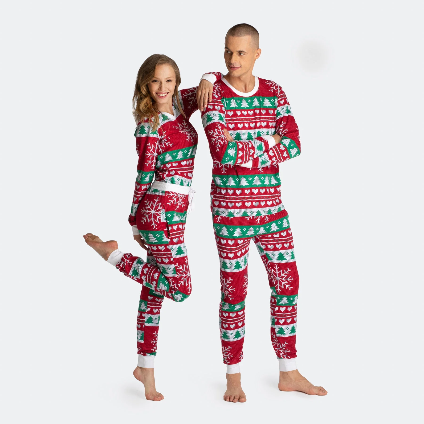 Roter Strickmuster Weihnachtspyjama Damen - Image 2