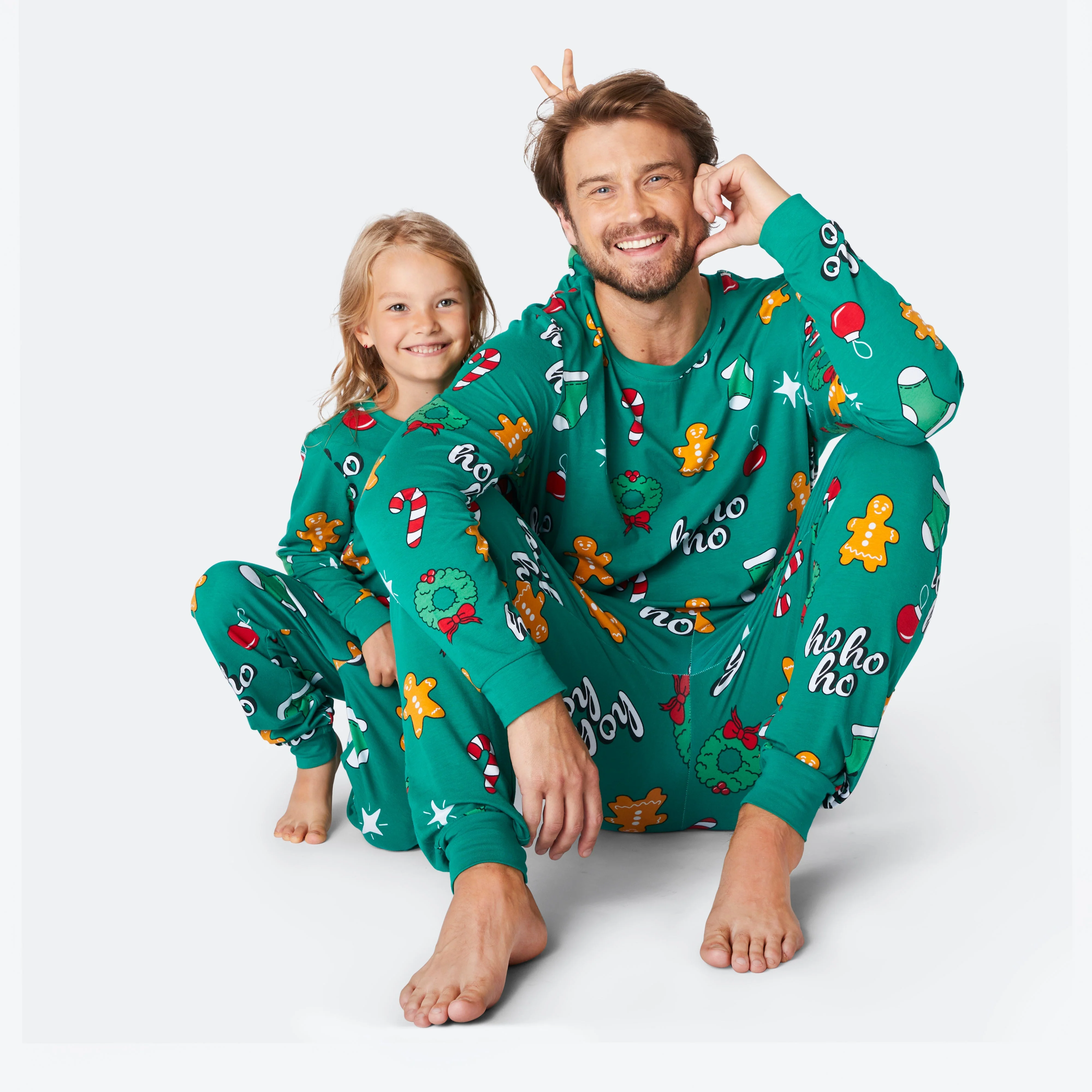 Grüner Hohoho Weihnachtspyjama Kinder - Image 3