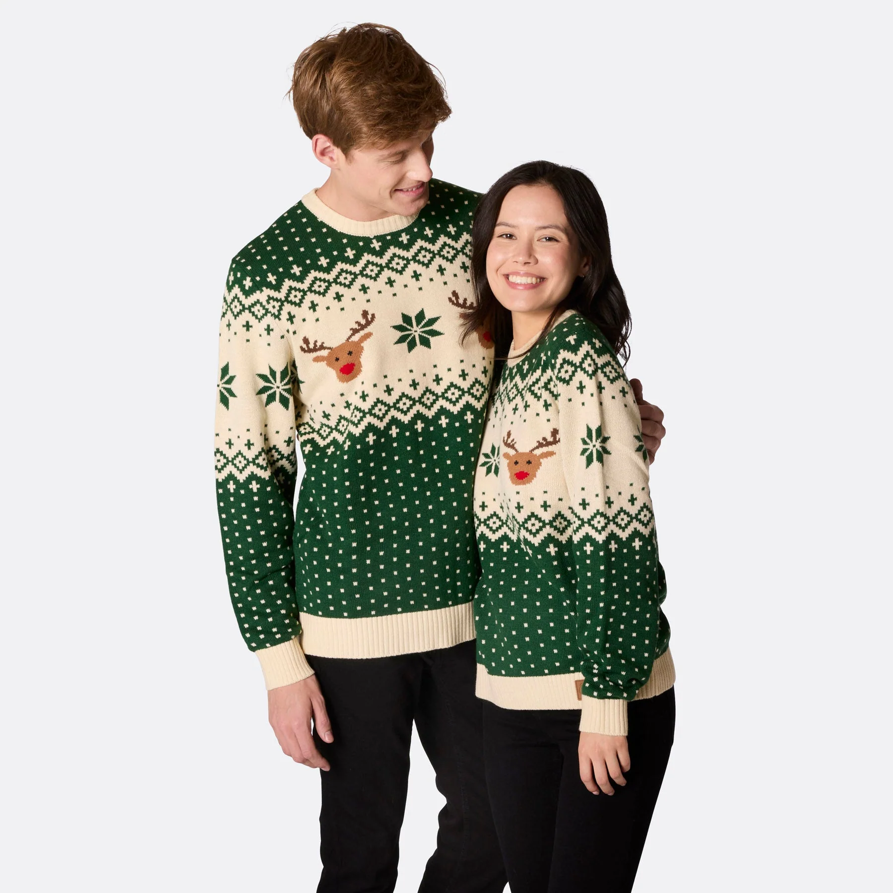 Grüner Retro Rentier Weihnachtspullover Herren - Image 6
