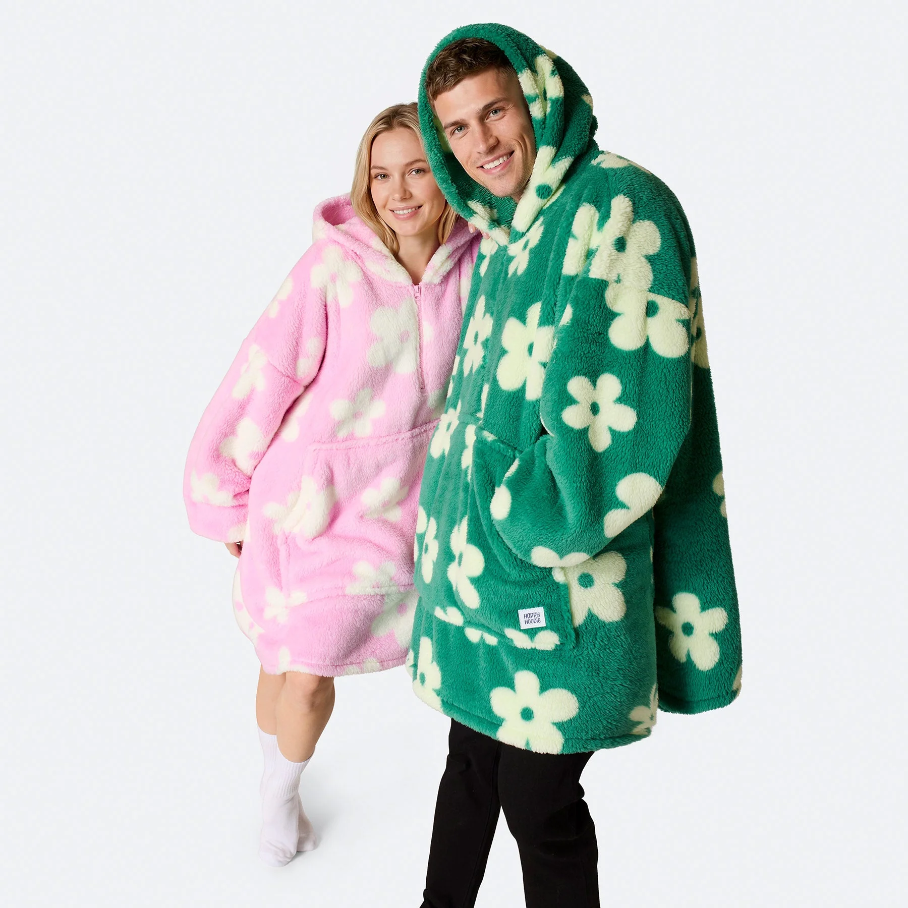 Pinker Blumen Teddy HappyHoodie - Image 3