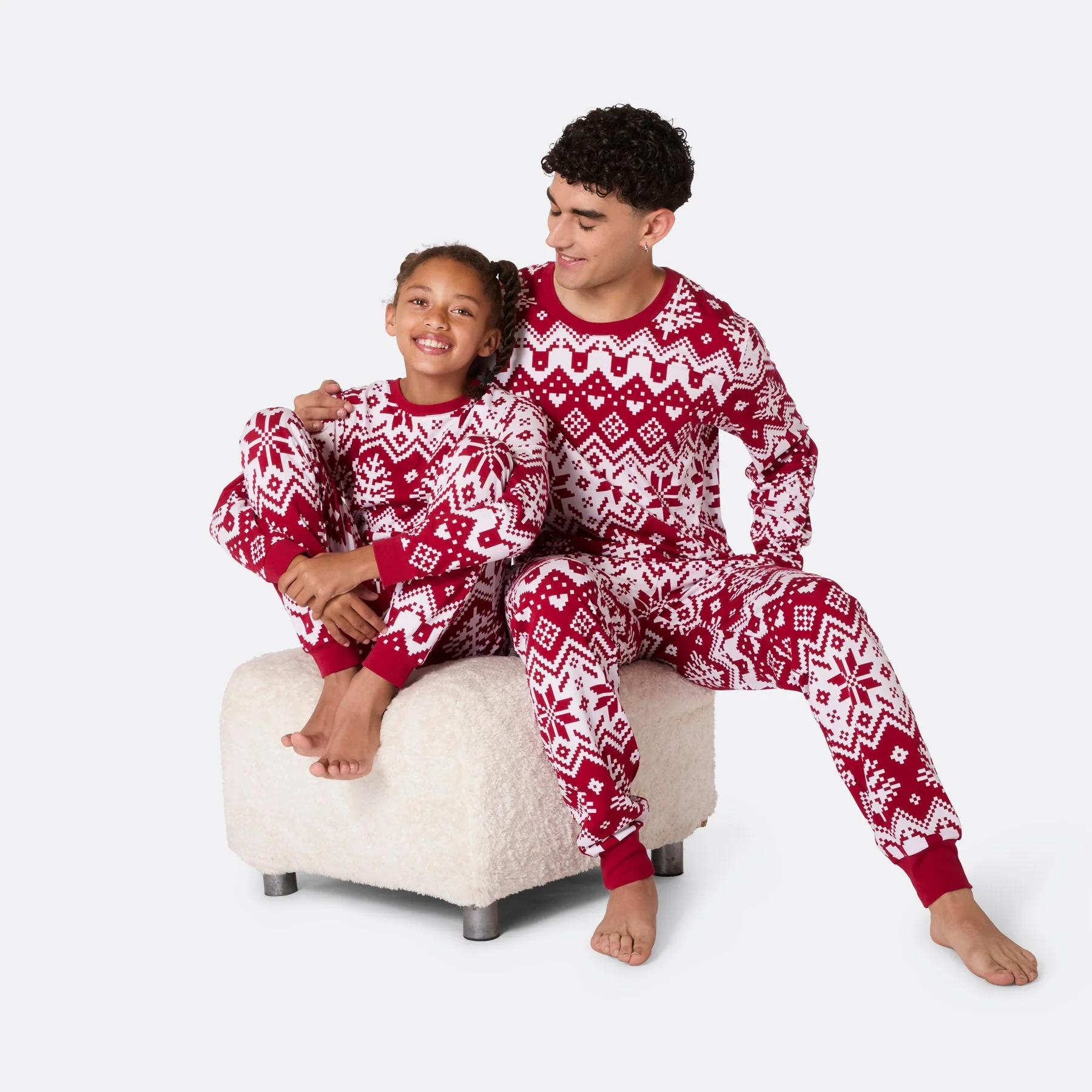 Roter Winter Strickmuster Weihnachtspyjama Herren - Image 6