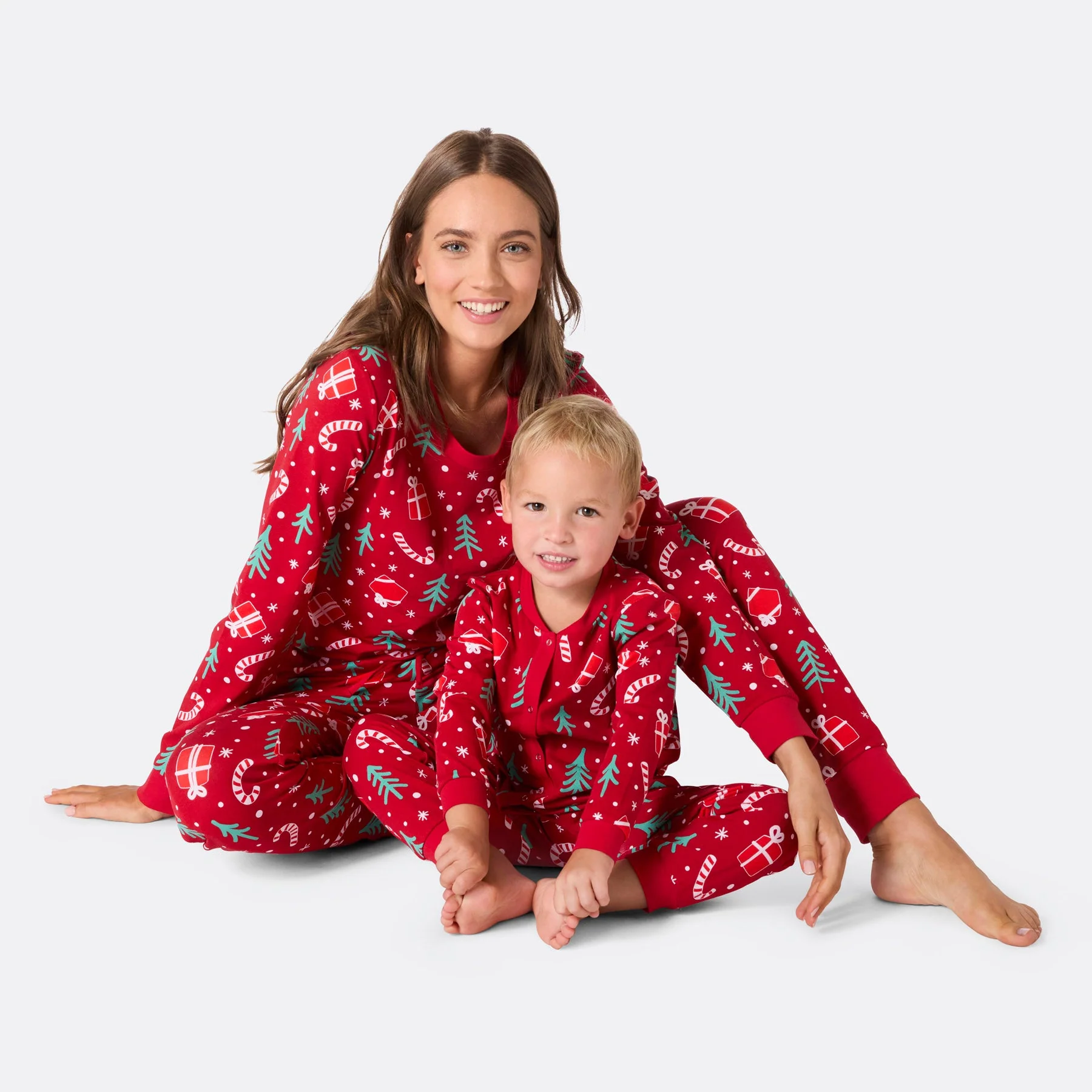 Rotes Weihnachtsmuster Overall Weihnachtspyjama Kinder - Image 2